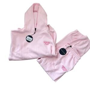 NWT White Fox “With Love Always” Sweat Set Baby Pink Hoodie L/XL & Joggers L